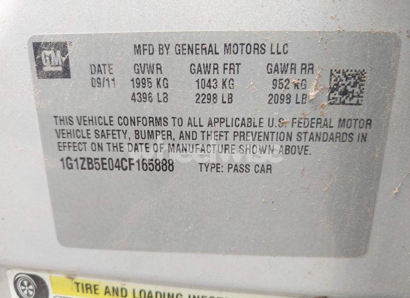 Photo 9 of 2012 Chevrolet Malibu LS (VIN 1G1ZB5E04CF165888)