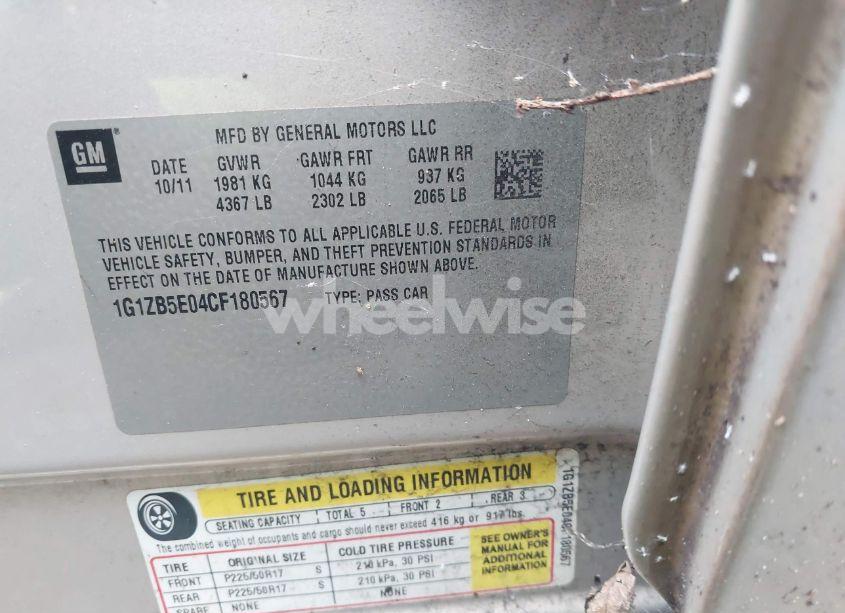 Photo 9 of 2012 Chevrolet Malibu LS (VIN 1G1ZB5E04CF180567)