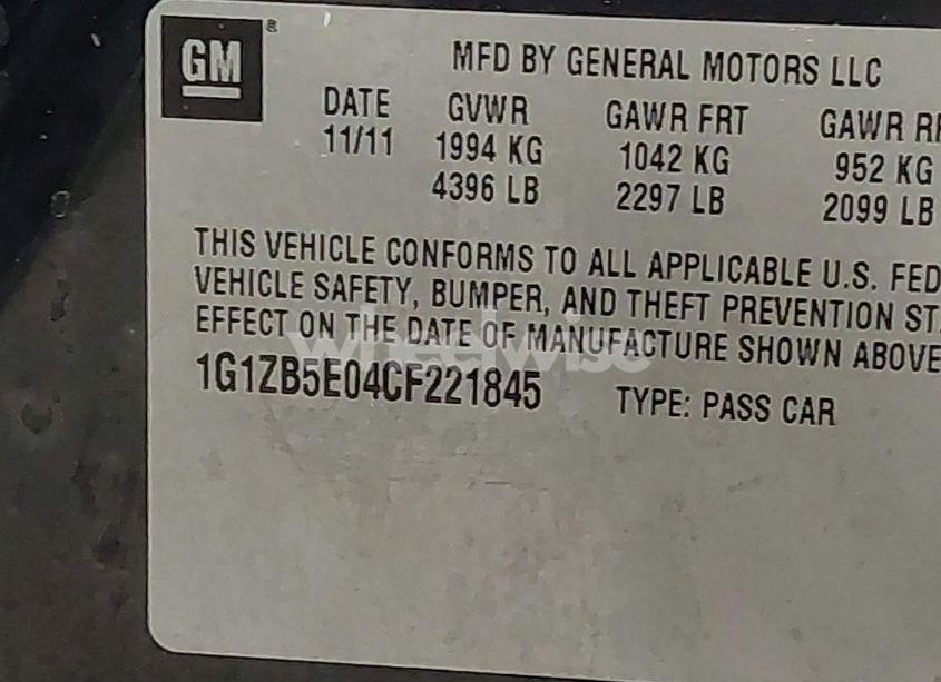 Photo 9 of 2012 Chevrolet Malibu LS (VIN 1G1ZB5E04CF221845)