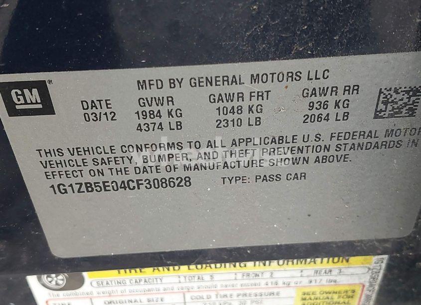 Photo 9 of 2012 Chevrolet Malibu LS (VIN 1G1ZB5E04CF308628)