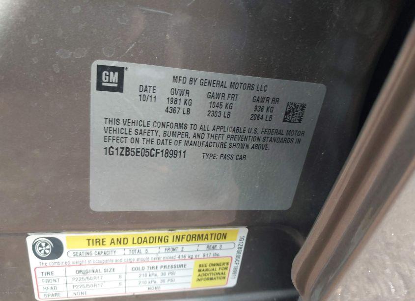 Photo 9 of 2012 Chevrolet Malibu LS (VIN 1G1ZB5E05CF189911)