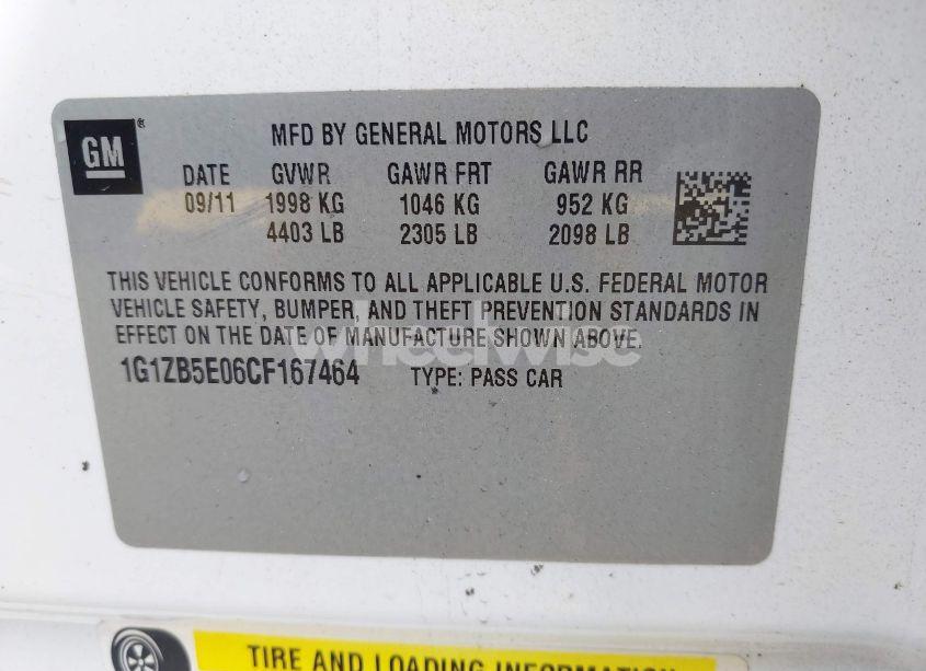 Photo 9 of 2012 Chevrolet Malibu LS (VIN 1G1ZB5E06CF167464)