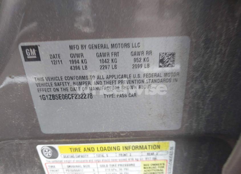 Photo 9 of 2012 Chevrolet Malibu LS (VIN 1G1ZB5E06CF232278)