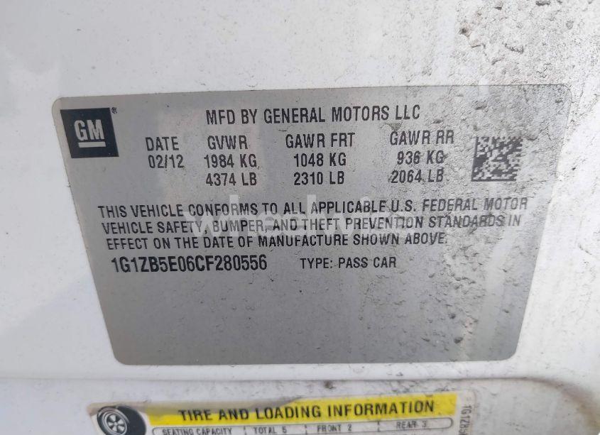 Photo 9 of 2012 Chevrolet Malibu LS (VIN 1G1ZB5E06CF280556)