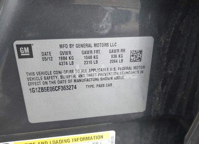 Photo 9 of 2012 Chevrolet Malibu LS (VIN 1G1ZB5E06CF363274)