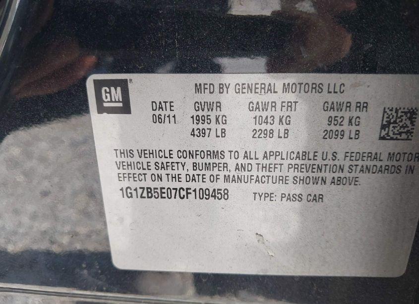 Photo 9 of 2012 Chevrolet Malibu LS (VIN 1G1ZB5E07CF109458)