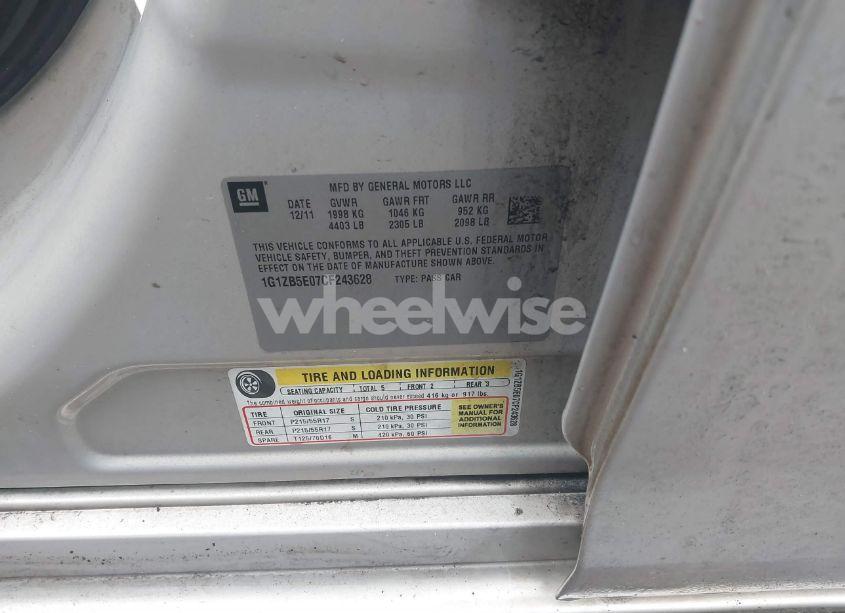 Photo 9 of 2012 Chevrolet Malibu LS (VIN 1G1ZB5E07CF243628)