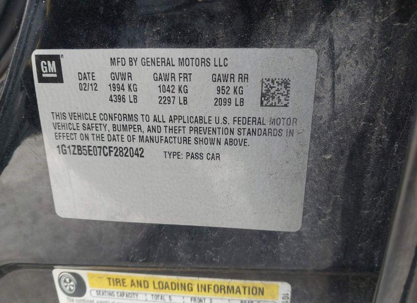 Photo 9 of 2012 Chevrolet Malibu LS (VIN 1G1ZB5E07CF282042)