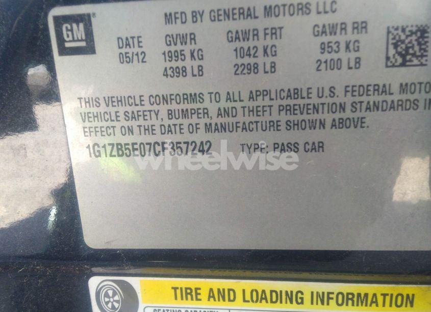 Photo 9 of 2012 Chevrolet Malibu LS (VIN 1G1ZB5E07CF357242)