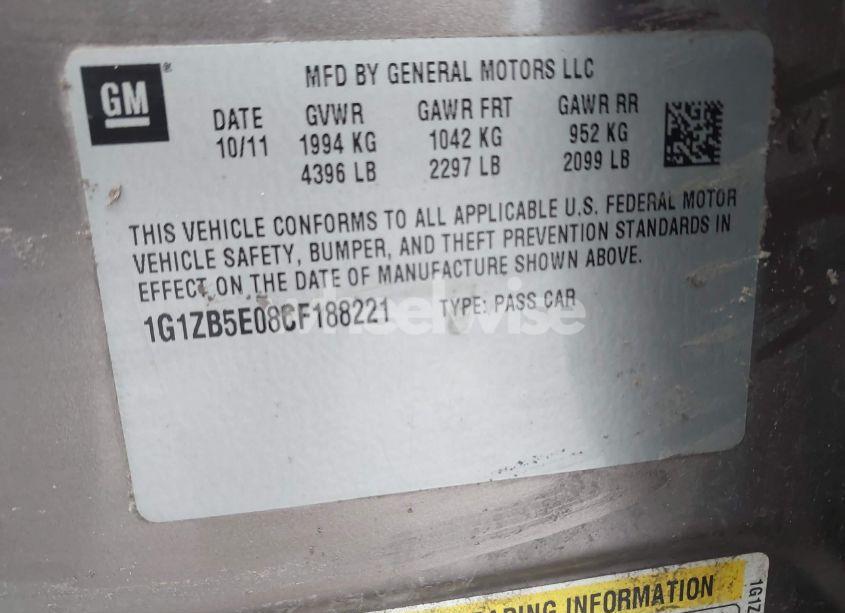 Photo 9 of 2012 Chevrolet Malibu LS (VIN 1G1ZB5E08CF188221)