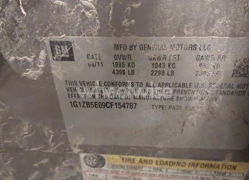 Photo 9 of 2012 Chevrolet Malibu LS (VIN 1G1ZB5E09CF154787)