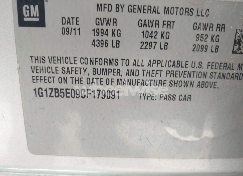 Photo 9 of 2012 Chevrolet Malibu LS (VIN 1G1ZB5E09CF179091)