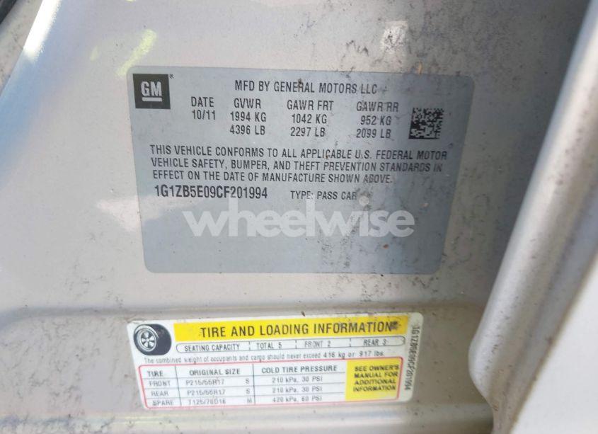 Photo 9 of 2012 Chevrolet Malibu LS (VIN 1G1ZB5E09CF201994)