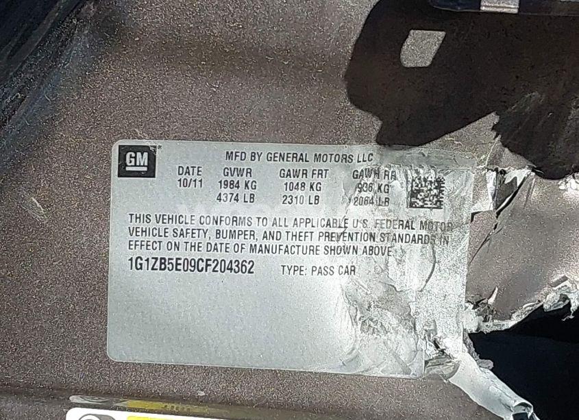 Photo 9 of 2012 Chevrolet Malibu LS (VIN 1G1ZB5E09CF204362)