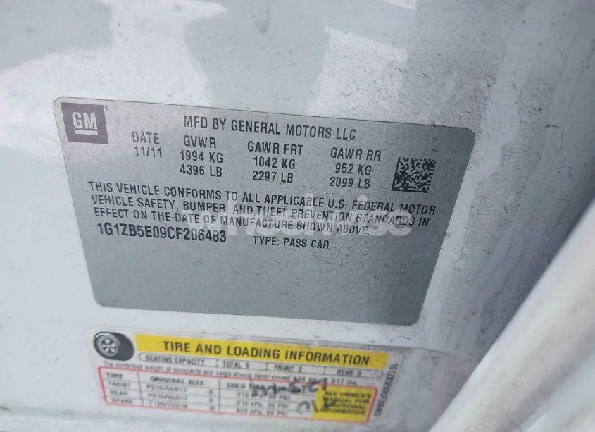 Photo 9 of 2012 Chevrolet Malibu LS (VIN 1G1ZB5E09CF206483)