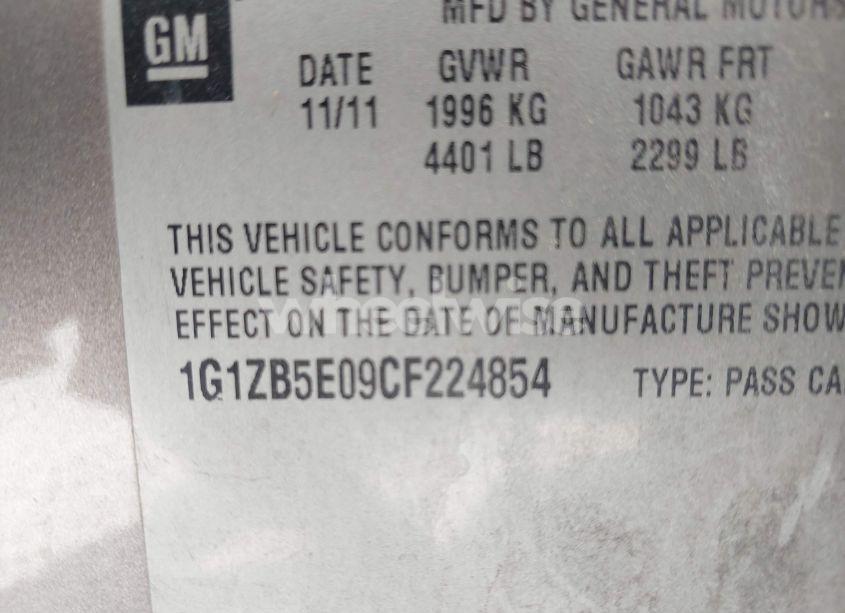 Photo 9 of 2012 Chevrolet Malibu LS (VIN 1G1ZB5E09CF224854)