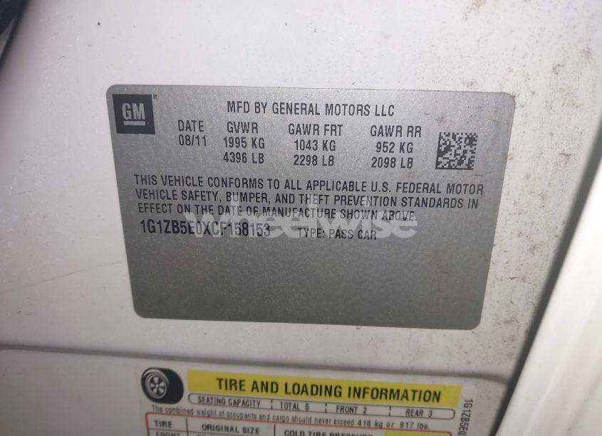 Photo 9 of 2012 Chevrolet Malibu LS (VIN 1G1ZB5E0XCF158153)