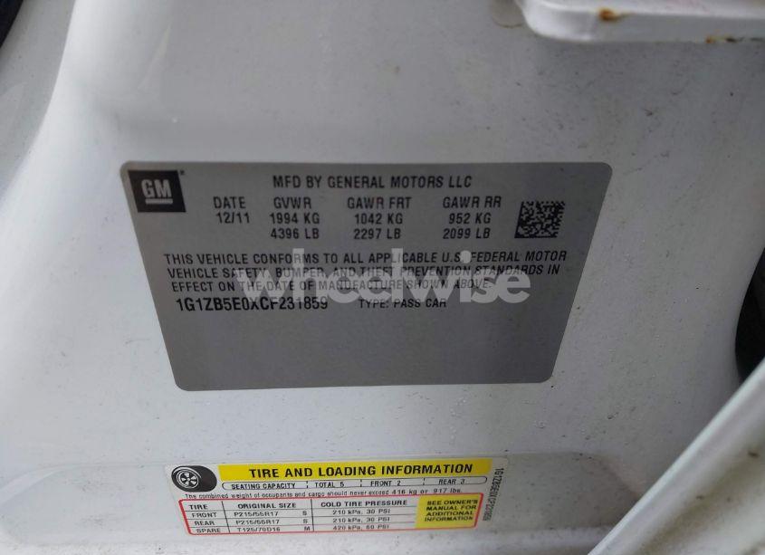 Photo 9 of 2012 Chevrolet Malibu LS (VIN 1G1ZB5E0XCF231859)