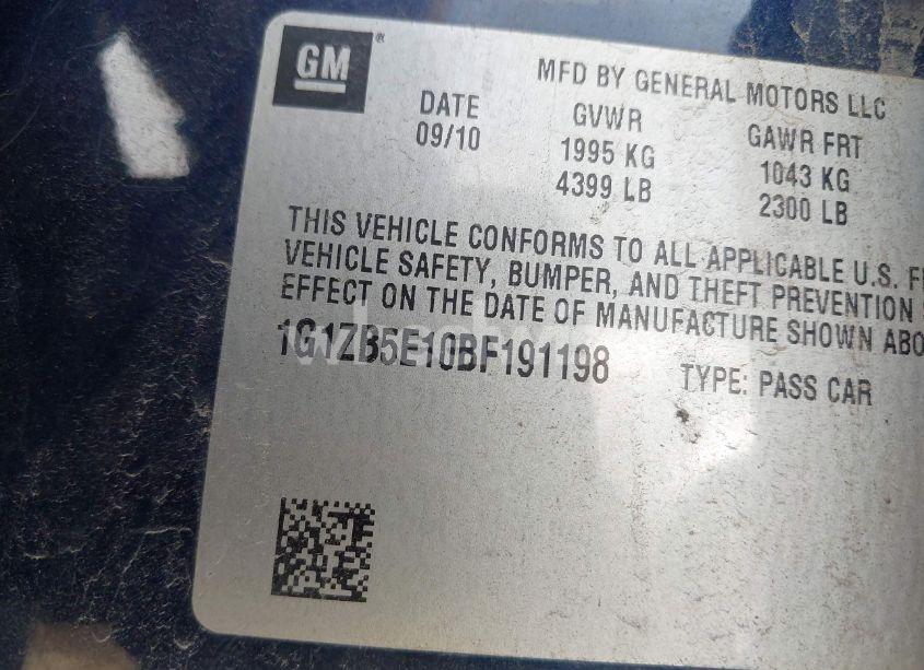 Photo 9 of 2011 Chevrolet Malibu LS (VIN 1G1ZB5E10BF191198)