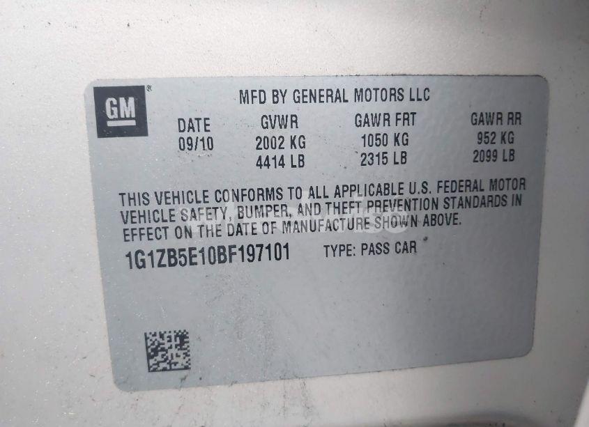 Photo 9 of 2011 Chevrolet Malibu LS (VIN 1G1ZB5E10BF197101)