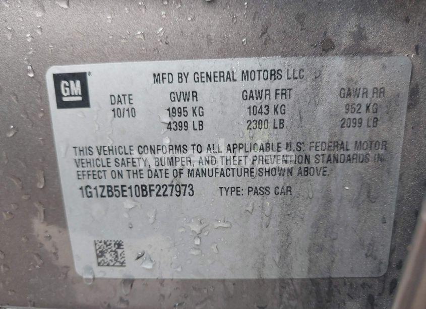 Photo 9 of 2011 Chevrolet Malibu LS (VIN 1G1ZB5E10BF227973)