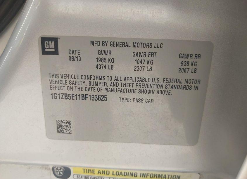 Photo 9 of 2011 Chevrolet Malibu LS (VIN 1G1ZB5E11BF153625)