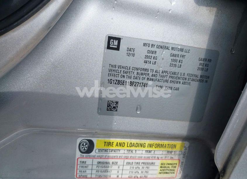 Photo 9 of 2011 Chevrolet Malibu LS (VIN 1G1ZB5E11BF271741)