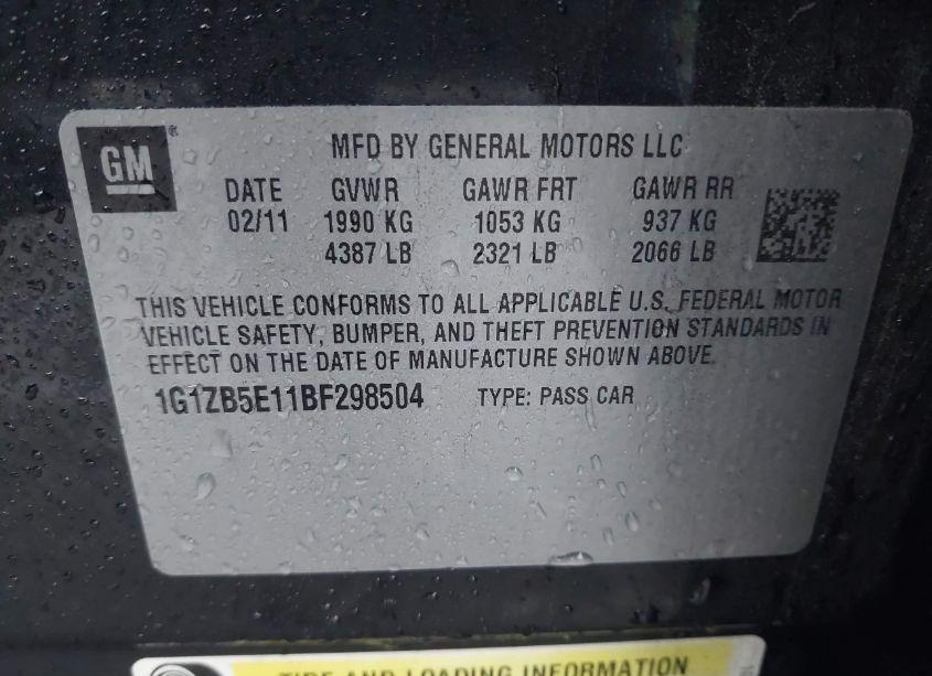 Photo 9 of 2011 Chevrolet Malibu LS (VIN 1G1ZB5E11BF298504)