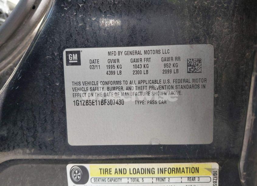 Photo 9 of 2011 Chevrolet Malibu LS (VIN 1G1ZB5E11BF307430)