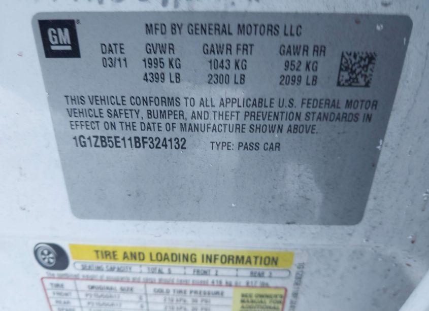 Photo 9 of 2011 Chevrolet Malibu LS (VIN 1G1ZB5E11BF324132)