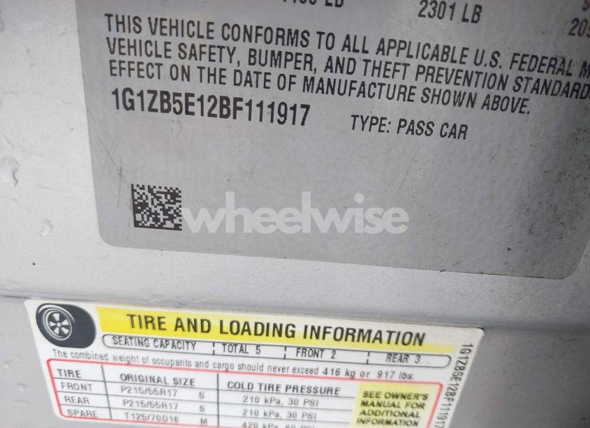 Photo 9 of 2011 Chevrolet Malibu LS (VIN 1G1ZB5E12BF111917)