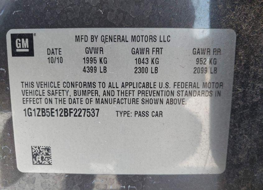 Photo 9 of 2011 Chevrolet Malibu LS (VIN 1G1ZB5E12BF227537)