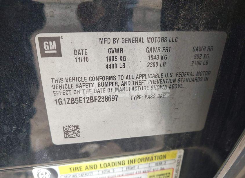 Photo 9 of 2011 Chevrolet Malibu LS (VIN 1G1ZB5E12BF238697)