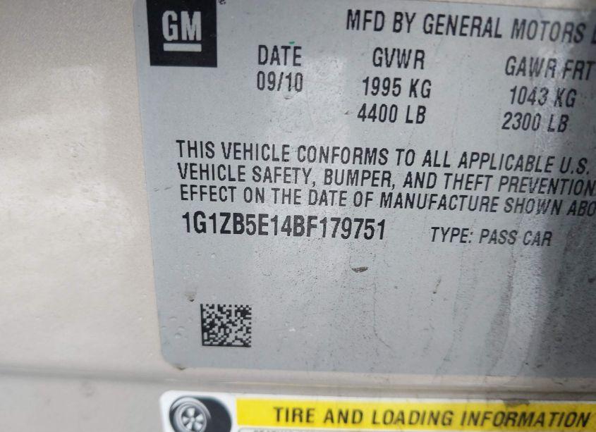 Photo 9 of 2011 Chevrolet Malibu LS (VIN 1G1ZB5E14BF179751)