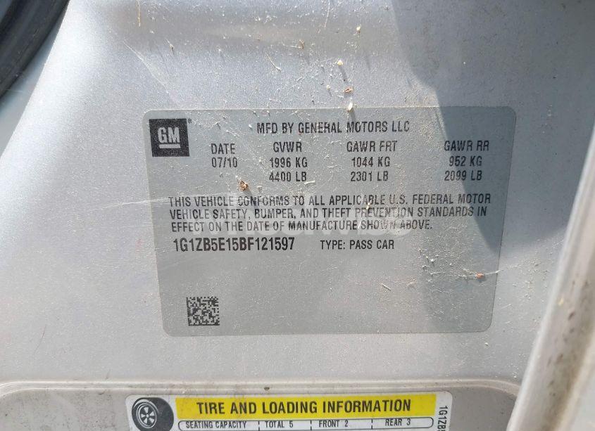 Photo 9 of 2011 Chevrolet Malibu LS (VIN 1G1ZB5E15BF121597)