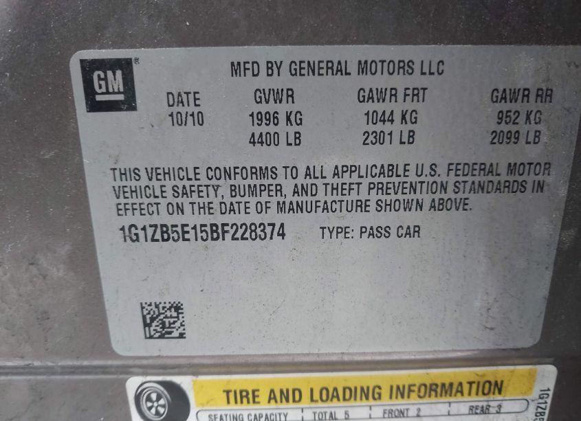 Photo 9 of 2011 Chevrolet Malibu LS (VIN 1G1ZB5E15BF228374)