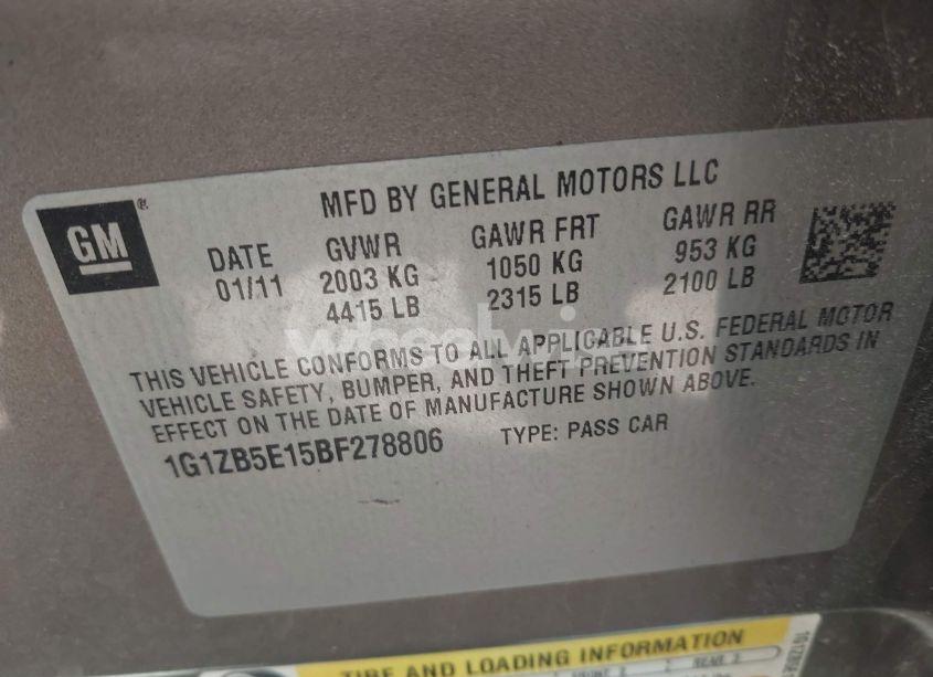 Photo 9 of 2011 Chevrolet Malibu LS (VIN 1G1ZB5E15BF278806)