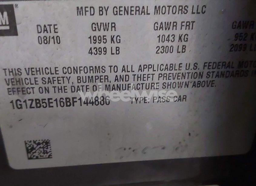 Photo 9 of 2011 Chevrolet Malibu LS (VIN 1G1ZB5E16BF144886)