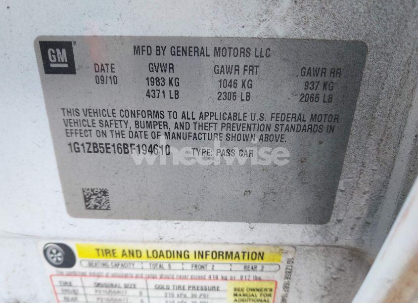 Photo 9 of 2011 Chevrolet Malibu LS (VIN 1G1ZB5E16BF194610)