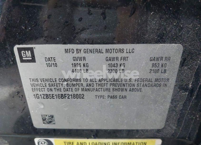 Photo 9 of 2011 Chevrolet Malibu LS (VIN 1G1ZB5E16BF218002)