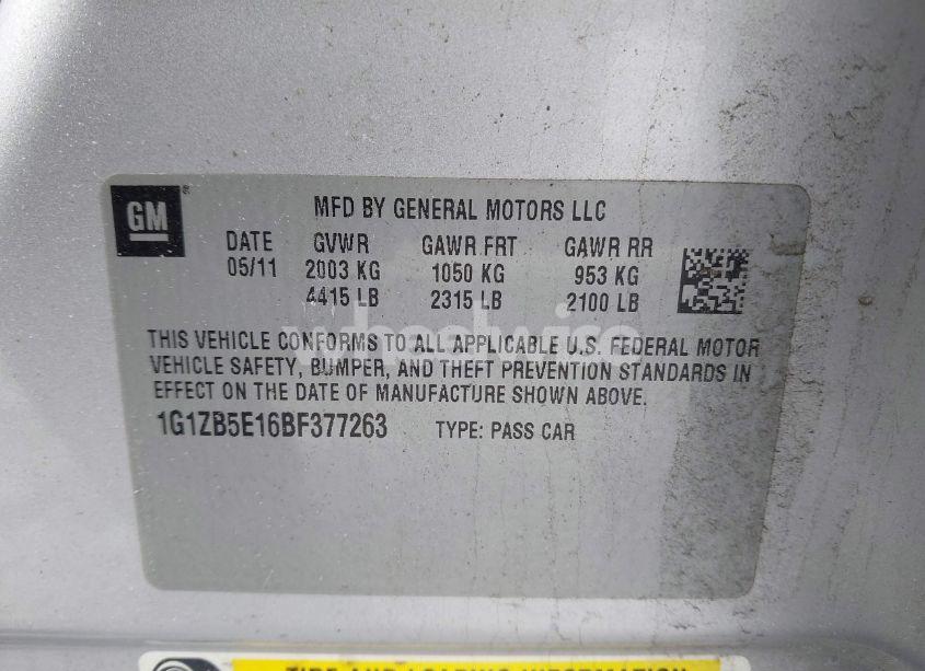 Photo 9 of 2011 Chevrolet Malibu LS (VIN 1G1ZB5E16BF377263)