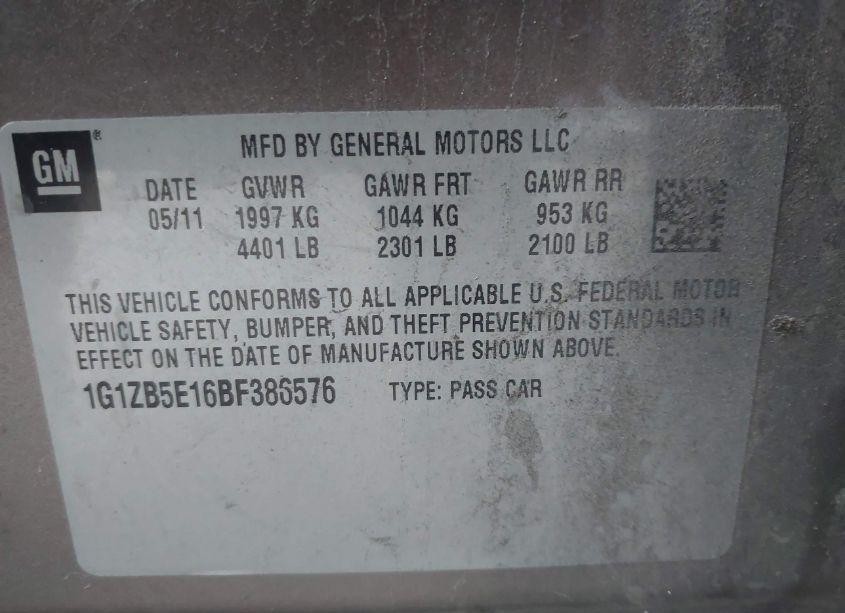 Photo 9 of 2011 Chevrolet Malibu LS (VIN 1G1ZB5E16BF386576)