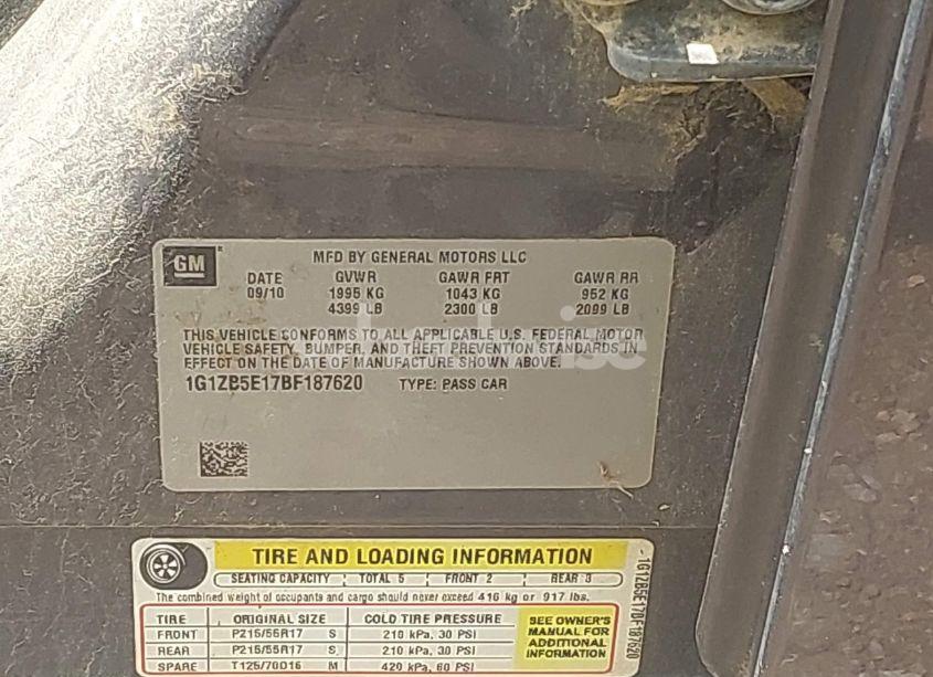 Photo 9 of 2011 Chevrolet Malibu LS (VIN 1G1ZB5E17BF187620)