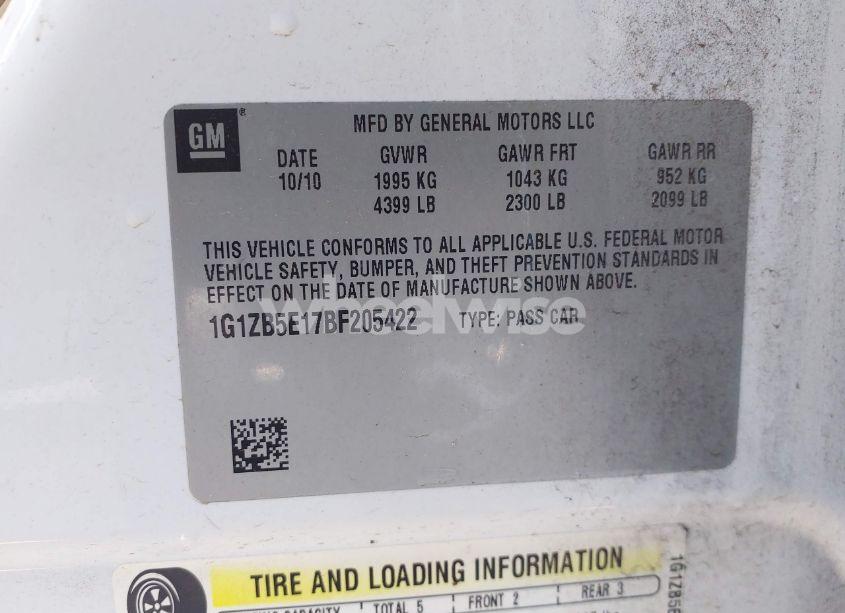 Photo 9 of 2011 Chevrolet Malibu LS (VIN 1G1ZB5E17BF205422)