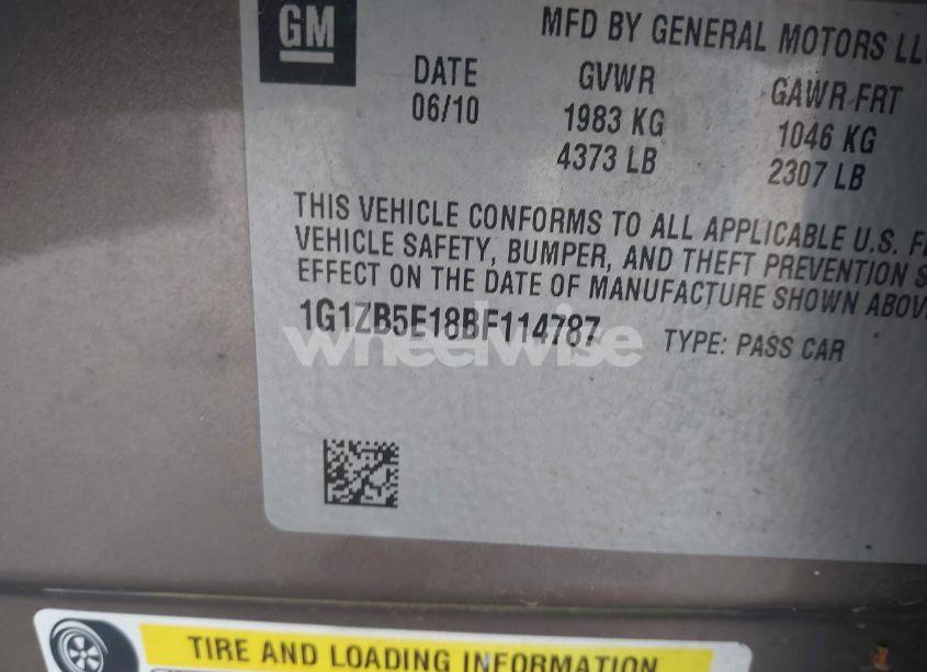 Photo 9 of 2011 Chevrolet Malibu LS (VIN 1G1ZB5E18BF114787)