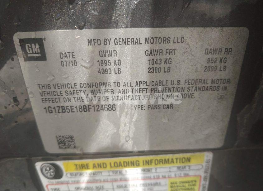 Photo 9 of 2011 Chevrolet Malibu LS (VIN 1G1ZB5E18BF124686)