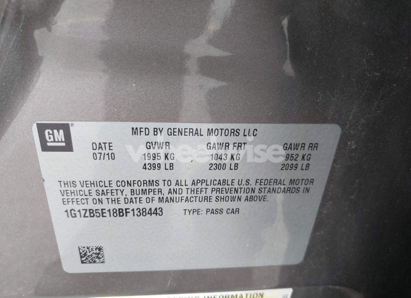 Photo 9 of 2011 Chevrolet Malibu LS (VIN 1G1ZB5E18BF138443)