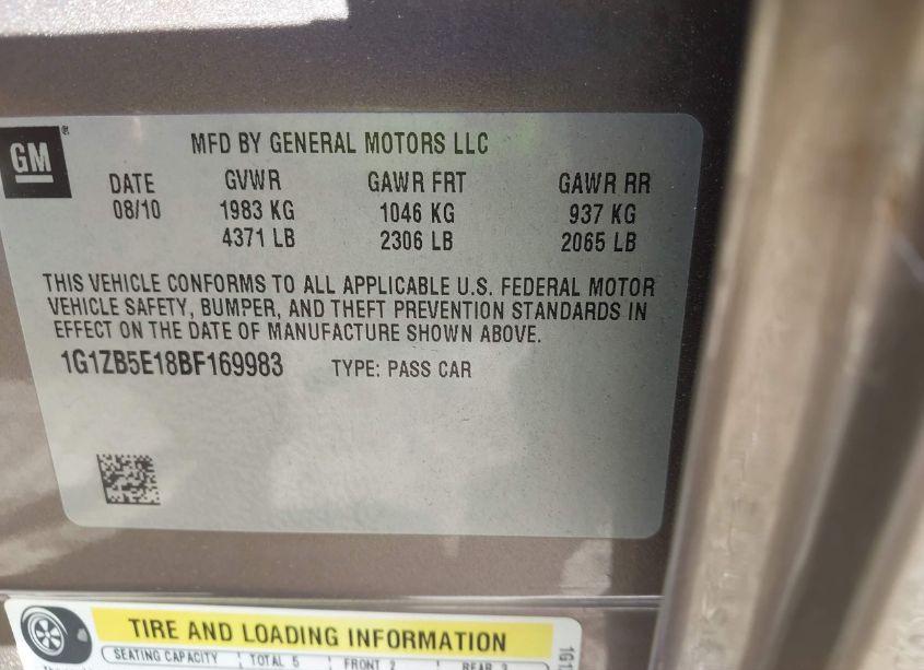 Photo 9 of 2011 Chevrolet Malibu LS (VIN 1G1ZB5E18BF169983)