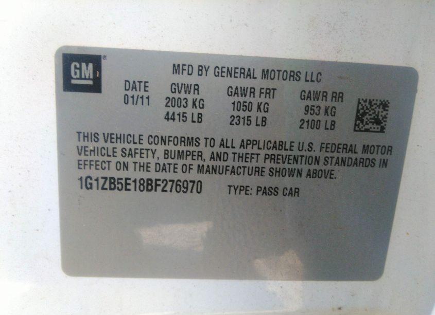 Photo 9 of 2011 Chevrolet Malibu LS (VIN 1G1ZB5E18BF276970)