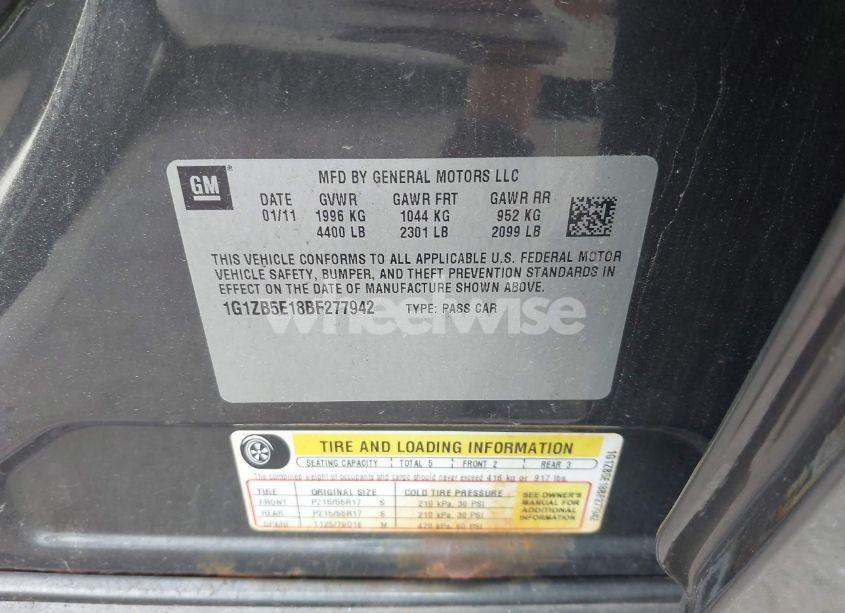 Photo 9 of 2011 Chevrolet Malibu LS (VIN 1G1ZB5E18BF277942)